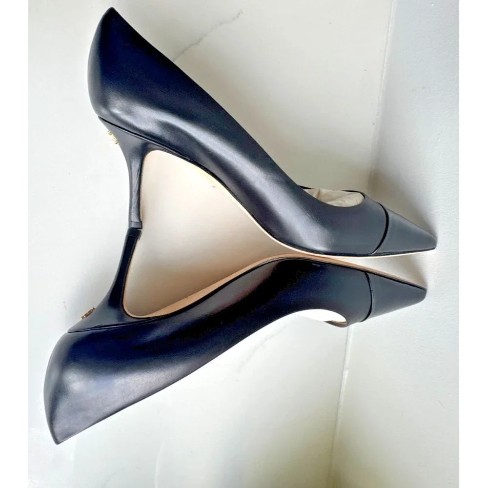 Tory Burch Penelope 85MM Cap-Toe Pump, Size 9 Black Leather New in Box